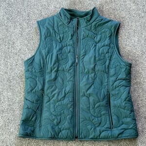 Pendleton Jacket Womens Large Teal Paisley Quilted Fleece Lined Puffer Vest